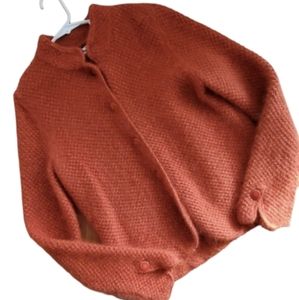 Alexandra Bartlett Womans Fuzzy Pumpkin Orange Button Cardigan Sweater Size L‎